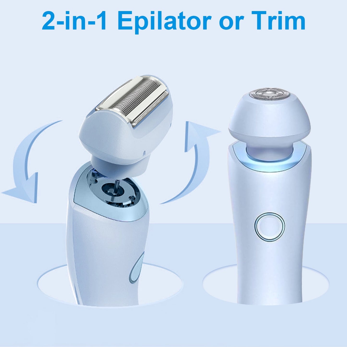 Electric Razor for Women, OEIKPFN 2 In 1 Glide Pro 3.0 Painless Shaver Bikini Legs Underarm Public Hairs, Rechargeable Epilator Cordless Wet Dry Use, Blue