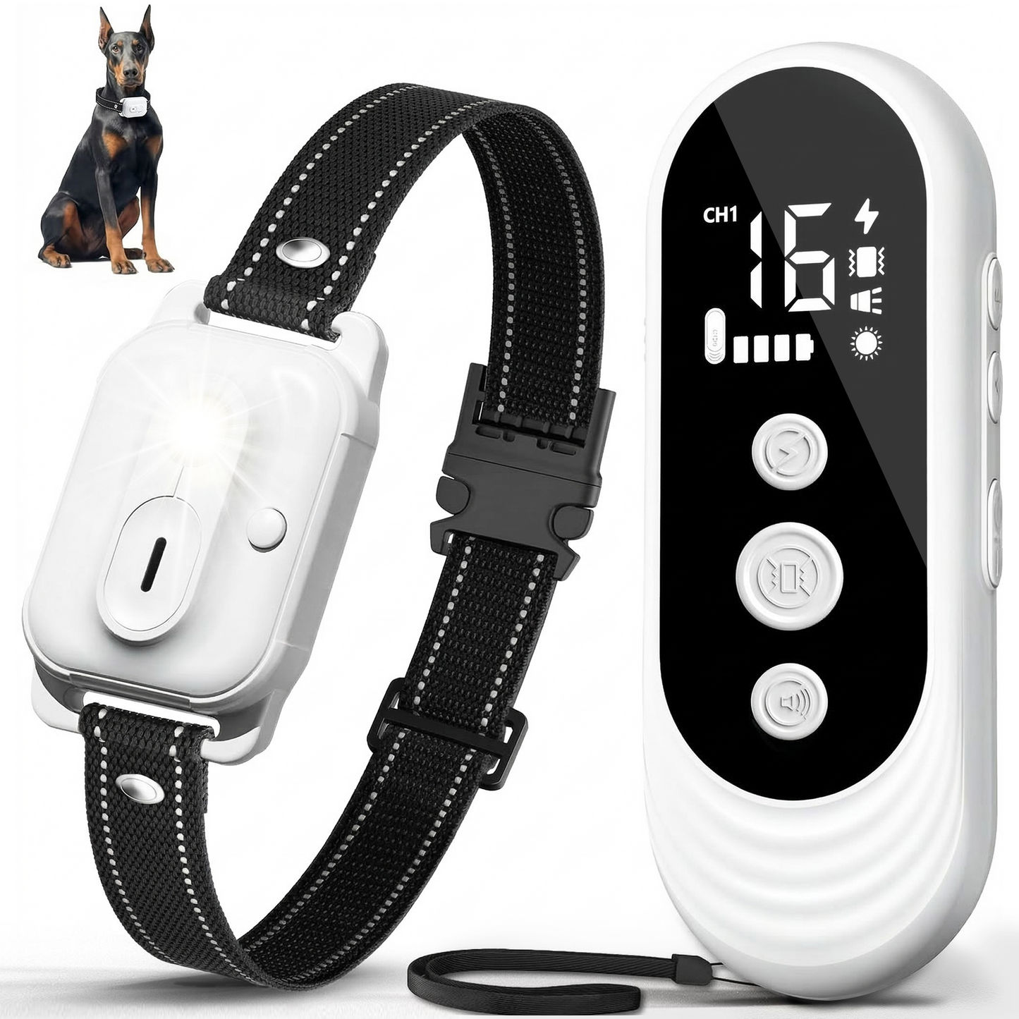 Dog Shock Collar, 3300ft Dog Training Collar with Remote, IPX7 Waterproof Rechargeable Sleek Modern Shock Collar with Beep, Vibration, Safety Shock, 8-120 lbs