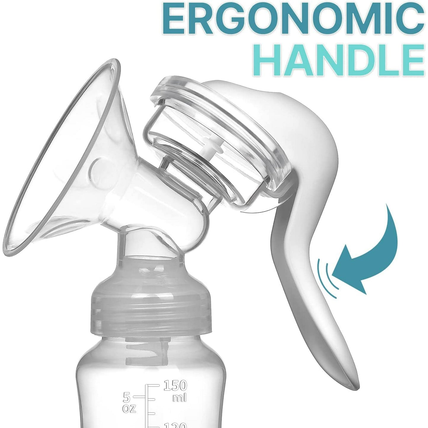 Yadala Manual Breast Pump, Portable Manual Postpartum Breastfeeding for Baby Feeding, White