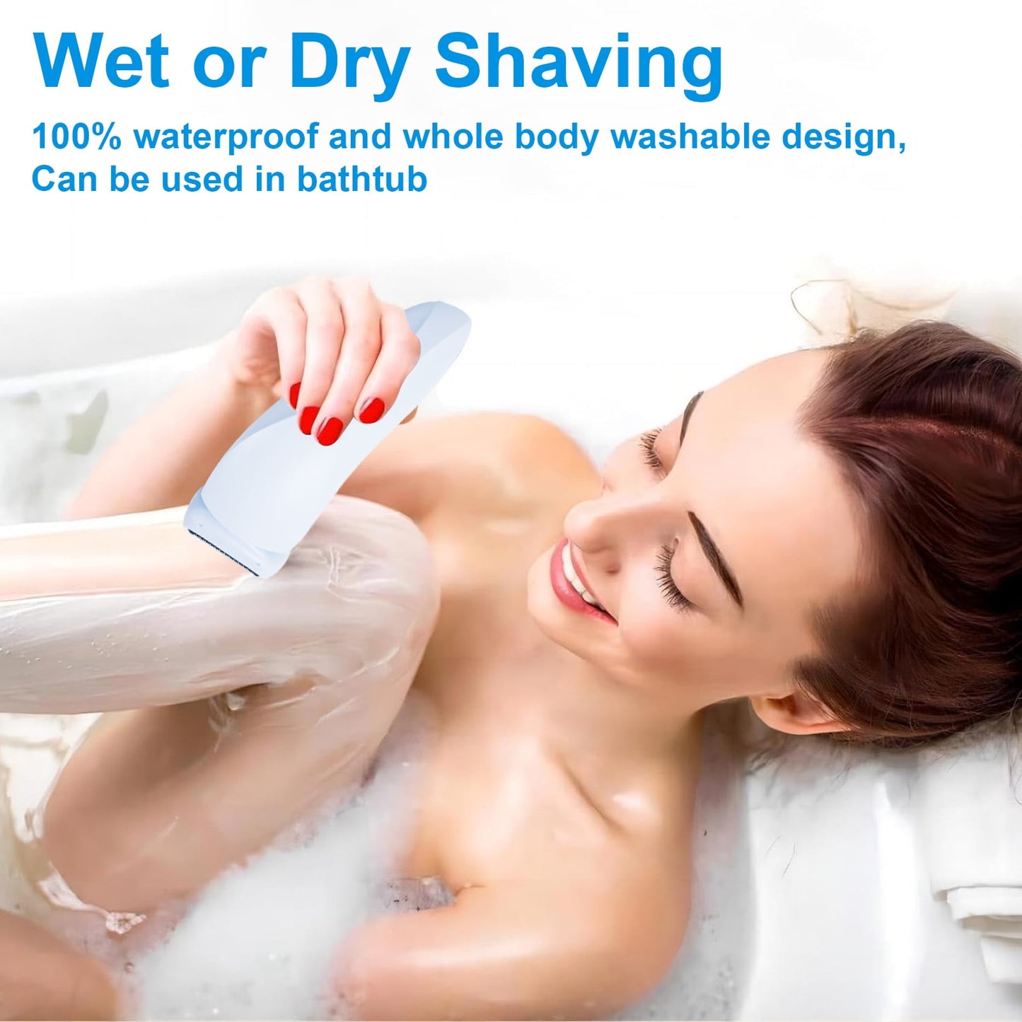 Electric Razor for Women, OEIKPFN 2 In 1 Glide Pro 3.0 Painless Shaver Bikini Legs Underarm Public Hairs, Rechargeable Epilator Cordless Wet Dry Use, Blue