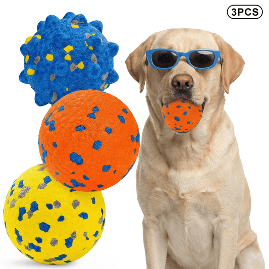 OEIKPFN Dog Balls Interactive Tennis Balls for Dogs, Dog Toys for Aggressive Chewers, 3" Fetch Ball Water Toy for Small/Medium Breed for Teething, 3 Pack