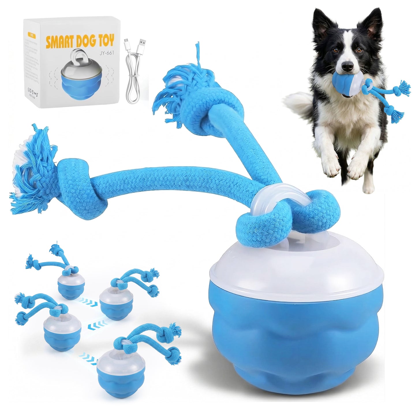 Interactive Dog Toys - OEIKPFN 2026 Upgraded Automatic Moving Dogs Toy Wicked Ball for Boredom, Motion Activated Balls for Medium/Large Dogs to Keep Them Busy(Blue)