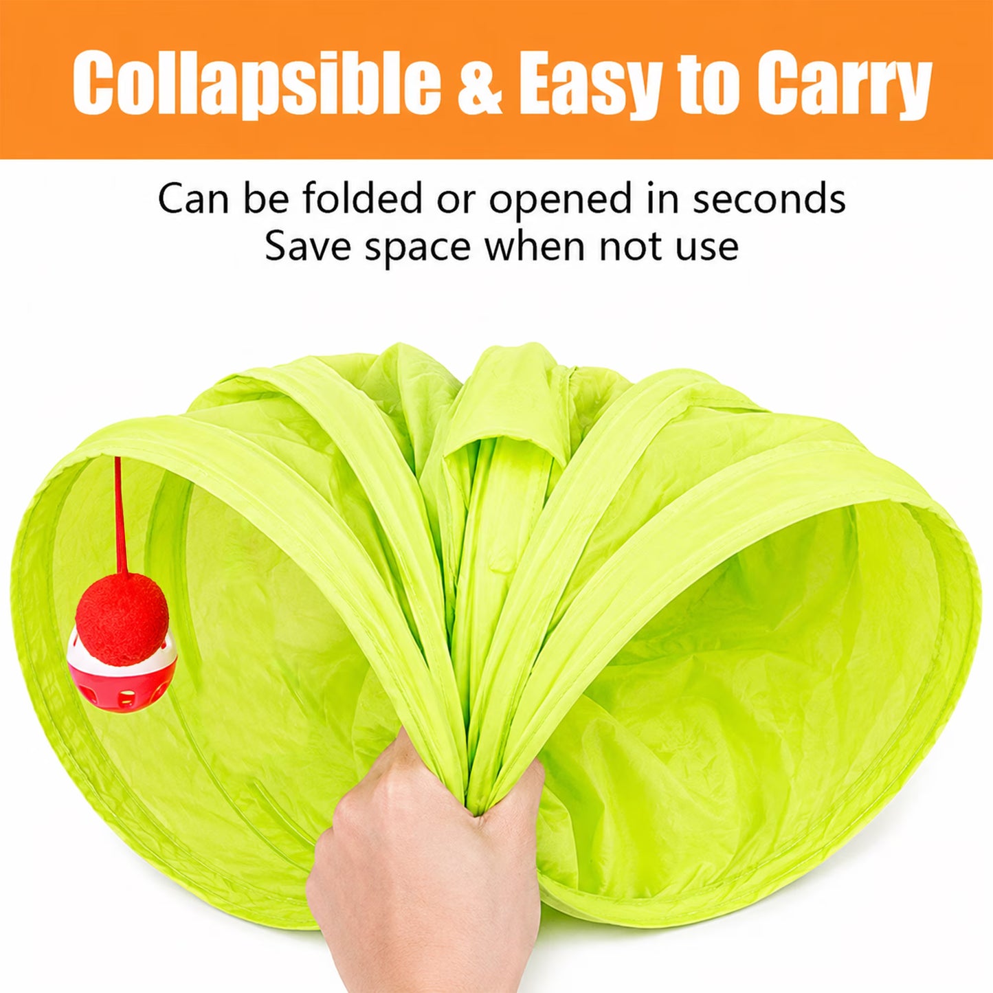 OEIKPFN 24Pcs Cat Toys Kitten Toys, Interactive Kitty Toys with Collapsible Cat Tunnels Tent, Cat Wand Catnip Feather Teaser