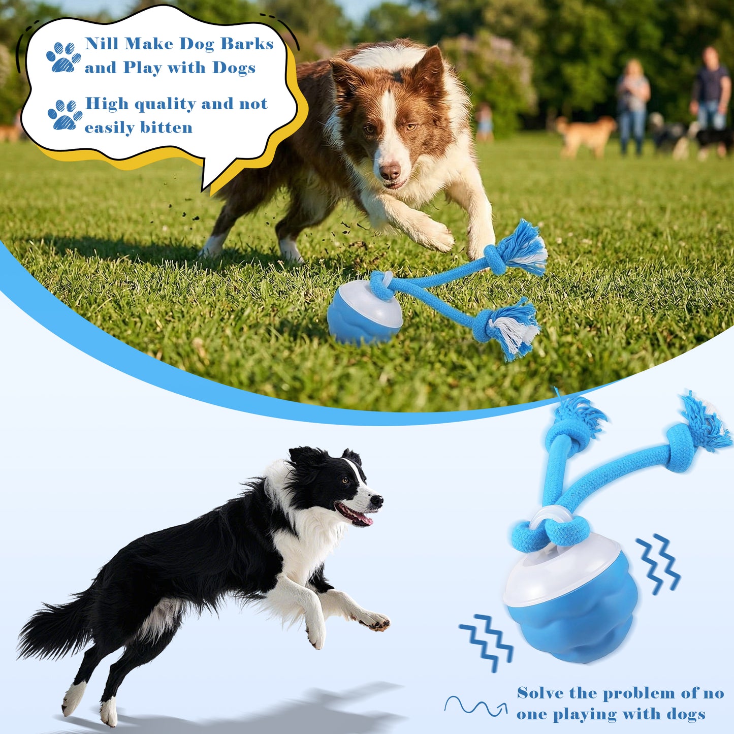 Interactive Dog Toys - OEIKPFN 2026 Upgraded Automatic Moving Dogs Toy Wicked Ball for Boredom, Motion Activated Balls for Medium/Large Dogs to Keep Them Busy(Blue)