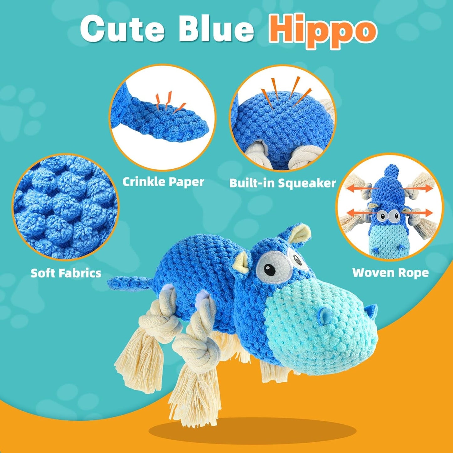 Dog Toys for Aggressive Chewers - OEIKPFN Dog Toys to Keep Them Busy Squeaky Dog Toys for Large Dogs (Blue, Medium)