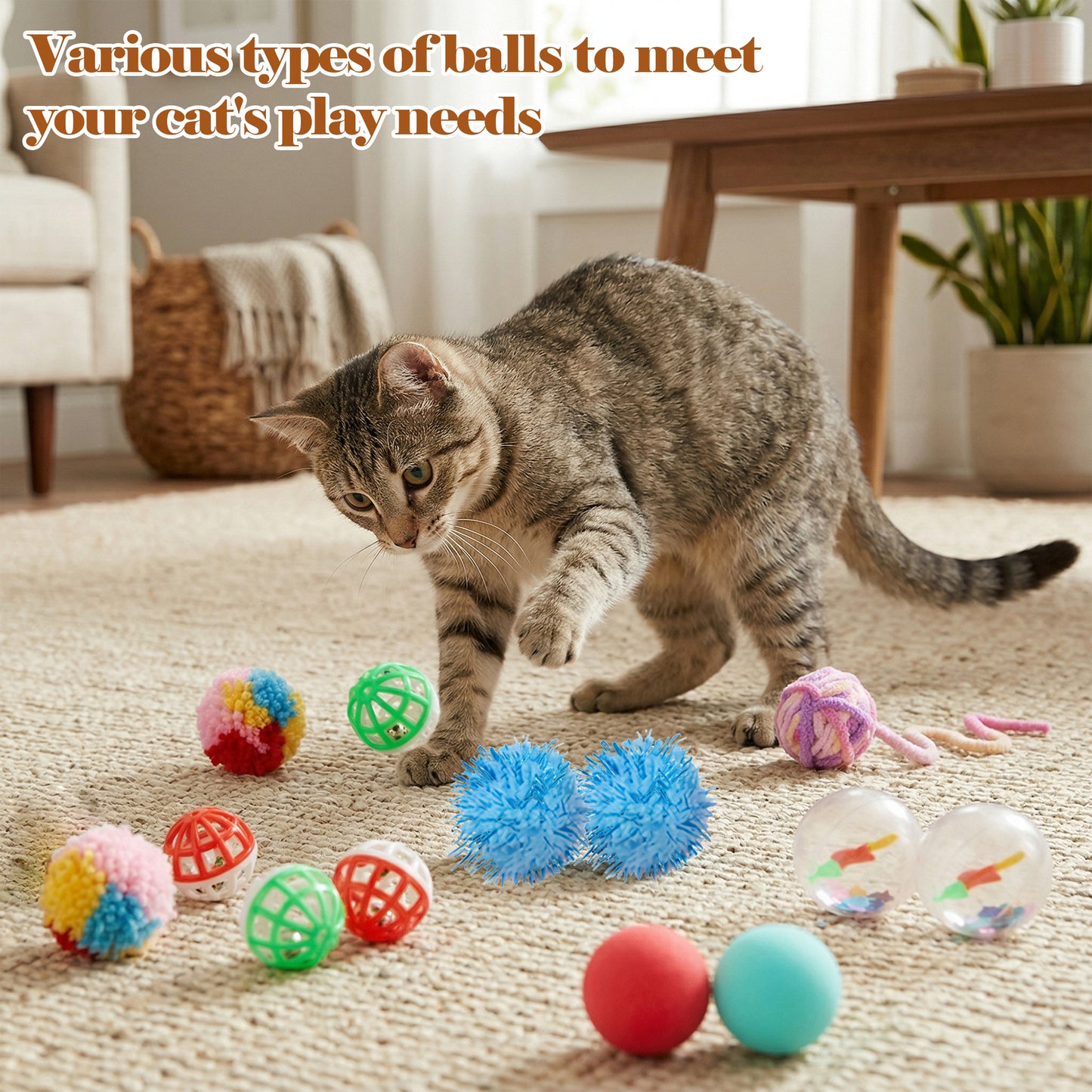 OEIKPFN 31Pcs Cat Toys Kitten Toys, Interactive Kitty Toys with Collapsible Cat Tunnels Tent, Cat Wand Catnip Feather Teaser