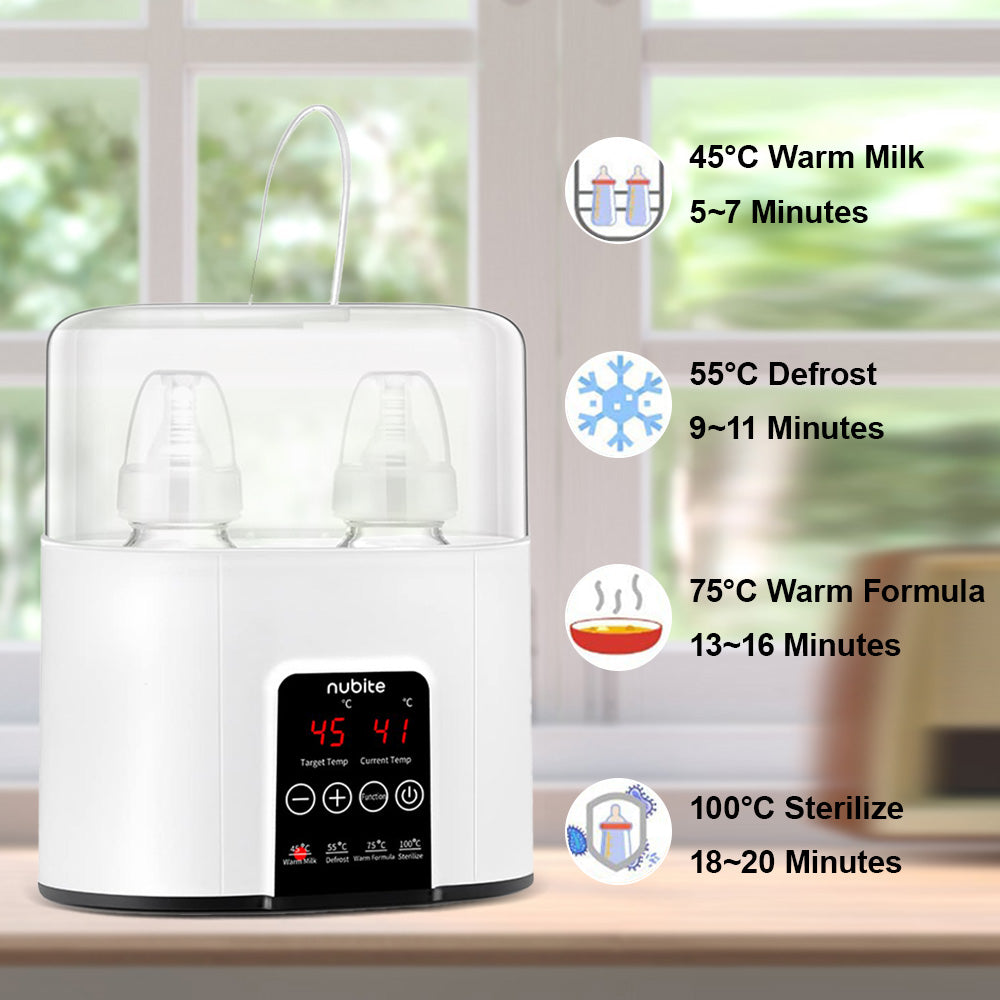 Baby Bottle Warmer, OEIKPFN 7-in-1 Multi-Function Bottle Warmer for Breast Milk, Formula & Heating Food, BPA Free Milk Warmer with Timer, LED Display