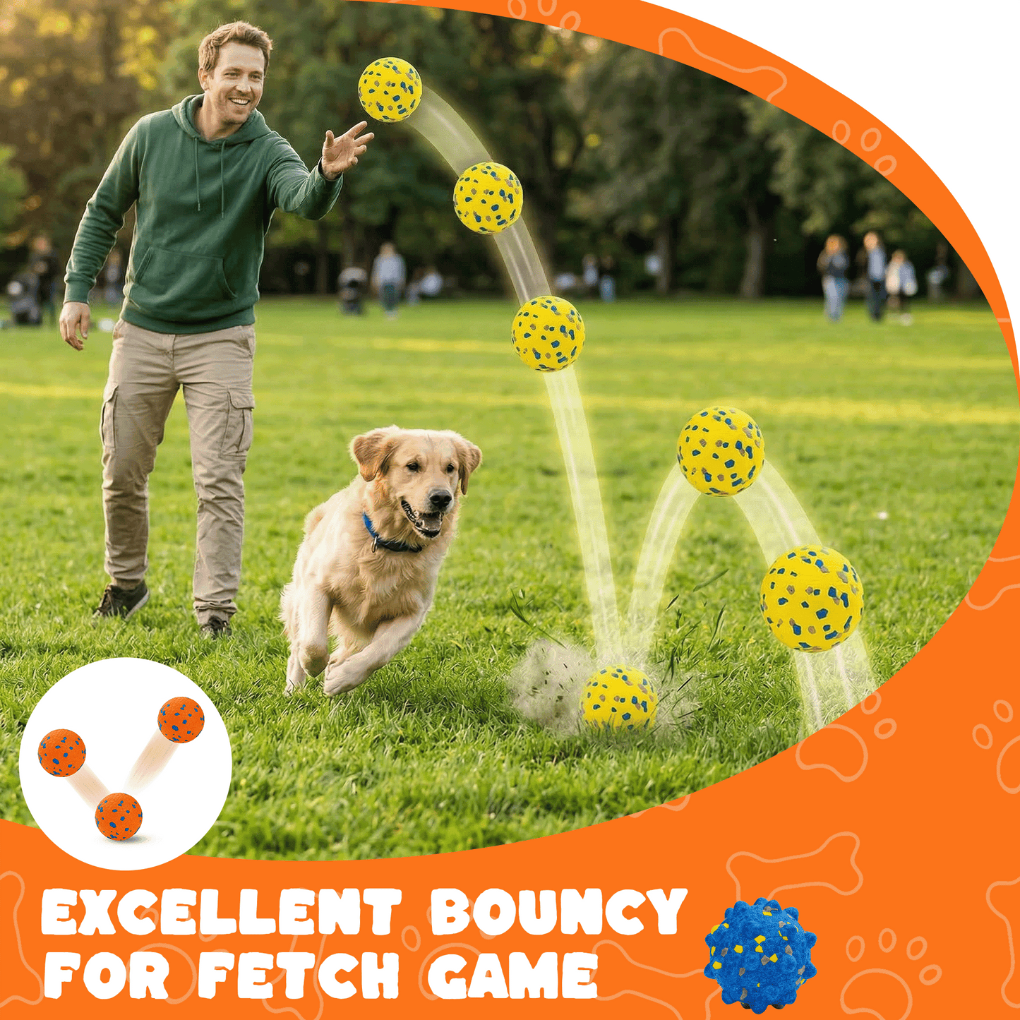 OEIKPFN Dog Balls Interactive Tennis Balls for Dogs, Dog Toys for Aggressive Chewers, 3" Fetch Ball Water Toy for Small/Medium Breed for Teething, 3 Pack