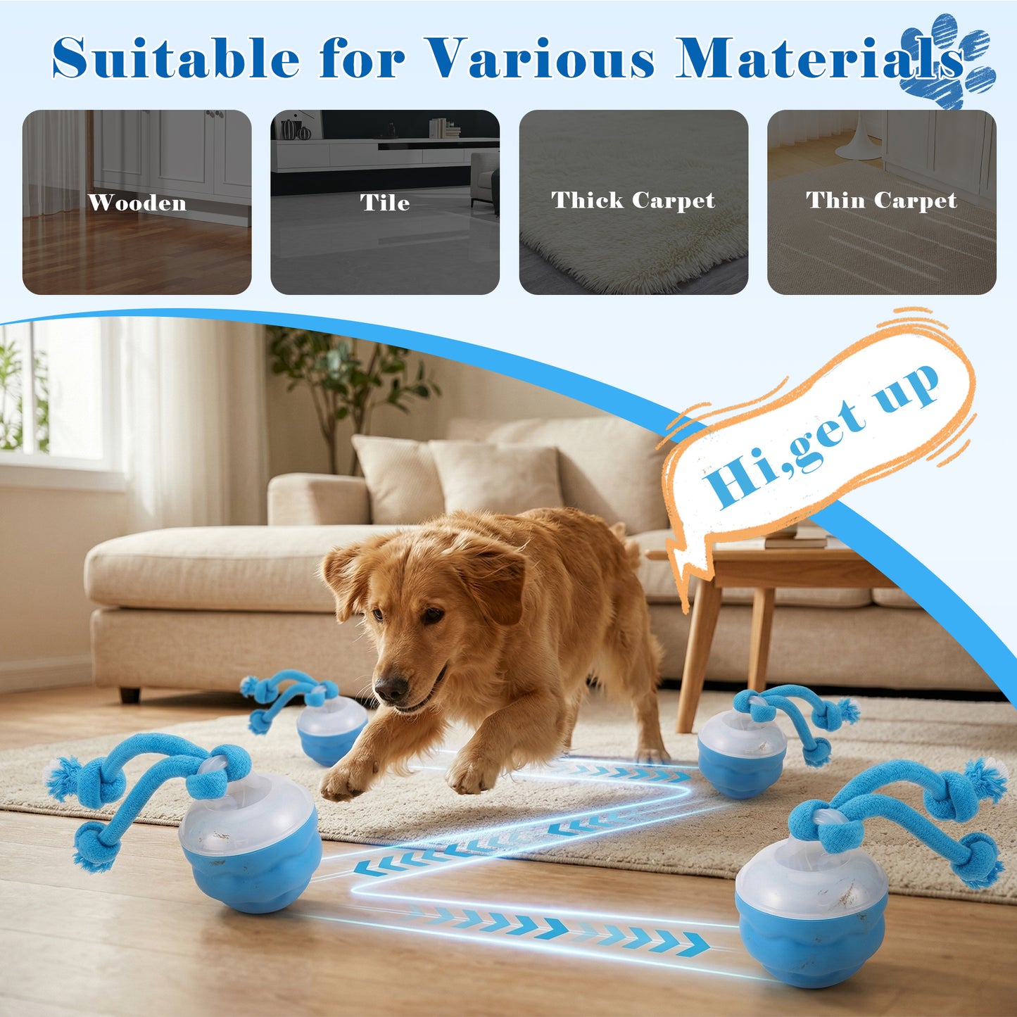 Interactive Dog Toys - OEIKPFN 2026 Upgraded Automatic Moving Dogs Toy Wicked Ball for Boredom, Motion Activated Balls for Medium/Large Dogs to Keep Them Busy(Blue)