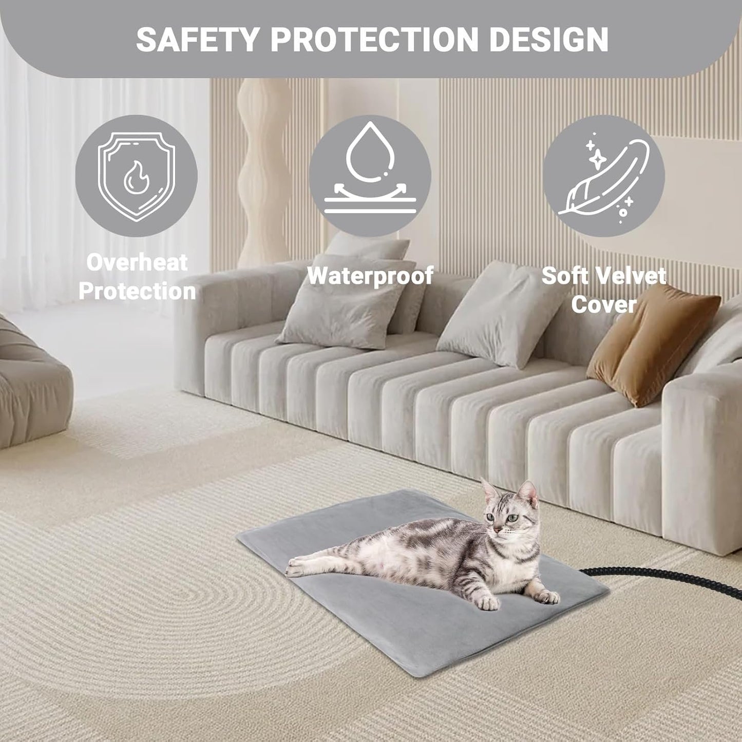 Cat Bed, OEIKPFN Warming Cat Bed for Indoor Cats & Small Dogs, Washable & Reflects Body Heat, 17.7''x17.7'', Gray