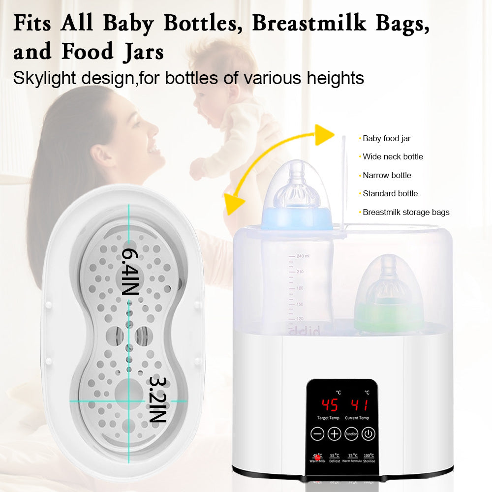 Baby Bottle Warmer, OEIKPFN 7-in-1 Multi-Function Bottle Warmer for Breast Milk, Formula & Heating Food, BPA Free Milk Warmer with Timer, LED Display