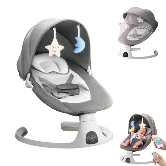 OEIKPFN Electric Baby Swing for Infants Bouncer for Boy Girl with Remote Control, 5 Speeds, 10 Music
