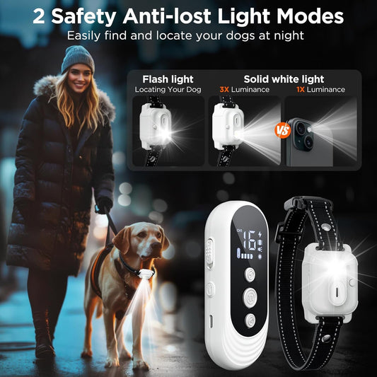 Dog Shock Collar, 3300ft Dog Training Collar with Remote, IPX7 Waterproof Rechargeable Sleek Modern Shock Collar with Beep, Vibration, Safety Shock, 8-120 lbs
