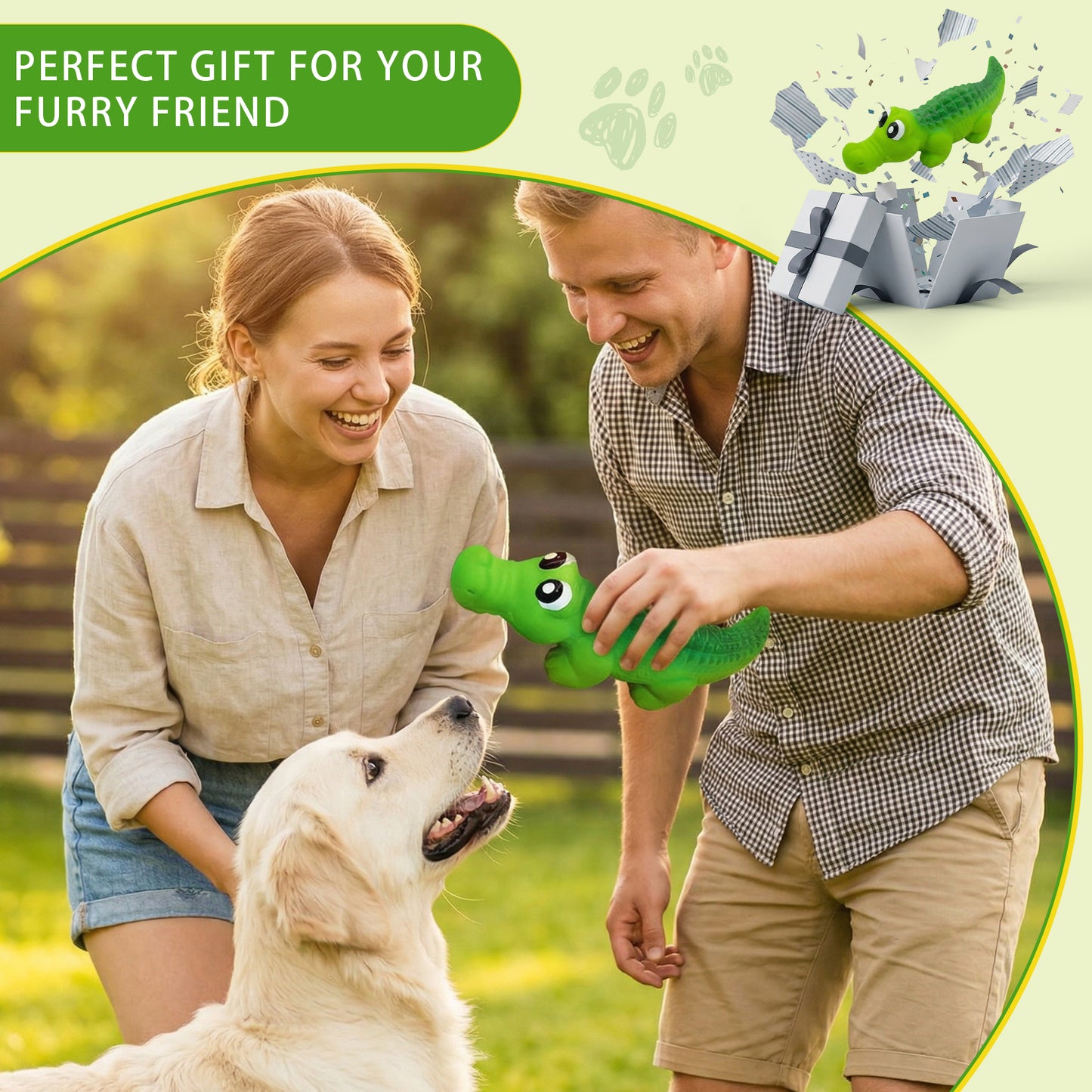 Squeaky Dog Toys for Medium Dogs, Soft Latex Squeaky Dog Ball, Cute Funny Squeak Crocodile Pet Toys