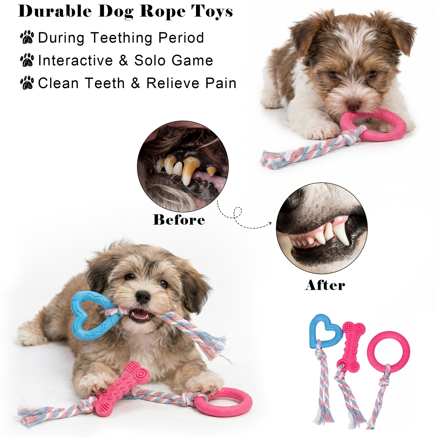 19Packs Dog Chew Toys for Teething, OEIKPFN Plush and Squeaky Toys with Rope Toy, Treat Balls for Small Medium Dogs