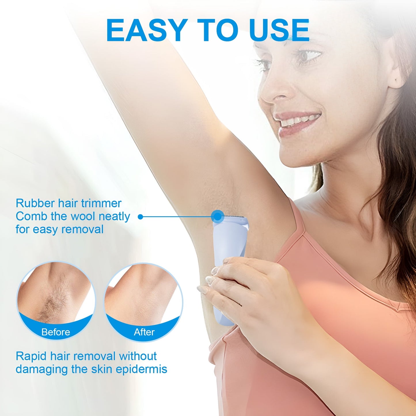 Electric Razor for Women, OEIKPFN 2 In 1 Glide Pro 3.0 Painless Shaver Bikini Legs Underarm Public Hairs, Rechargeable Epilator Cordless Wet Dry Use, Blue