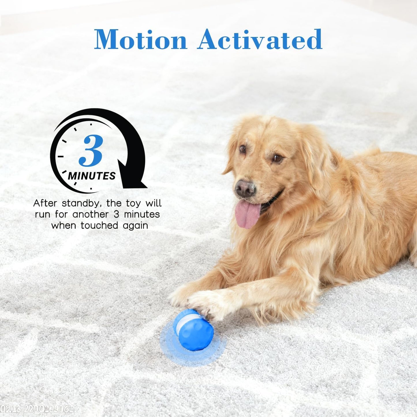 OEIKPFN Interactive Dog Toy – Automatic Electric Rolling Ball with Rope, Motion-Activated Play, Random Movement, Rechargeable, Ideal for Boredom Relief for All Dog Sizes, Blue