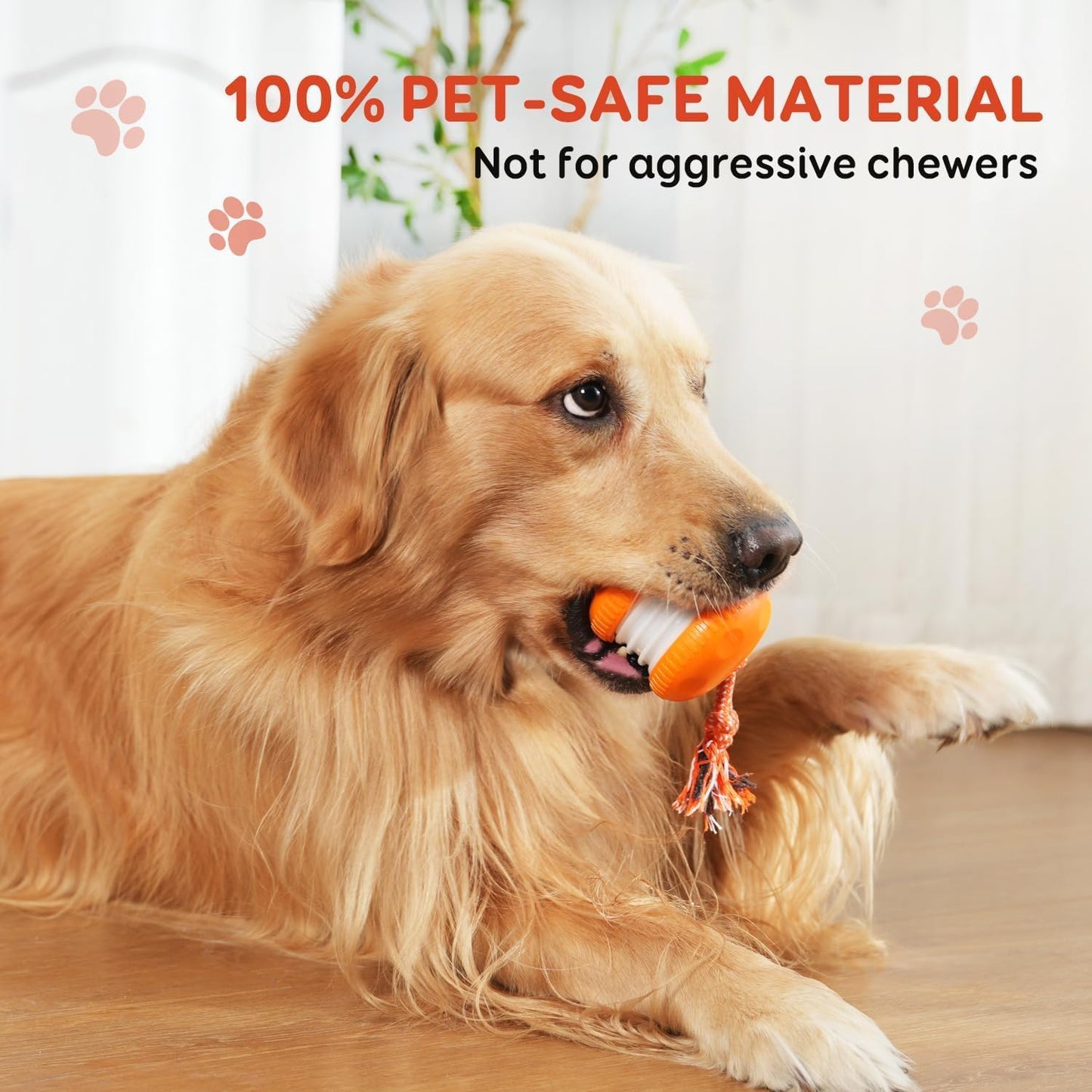 Interactive Dog Toys, OEIKPFN Random Path Automatic Moving and Rolling Dogs Toy with Rope for Small Medium Large Dogs, Motion-Activated Dog Stimulation Toy for Boredom Relief, Orange