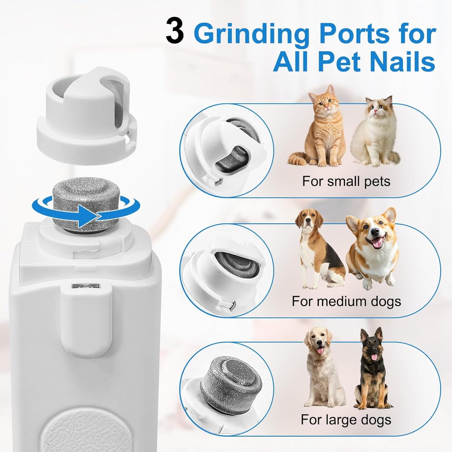 OEIKPFN 2-in-1 Dog Nail Clippers and Grinder, Electric Nail Trimmer for Large Medium Small Dogs & Cats with Splash Guard & LED Lights, Usb Rechargeable, Safe & Painless