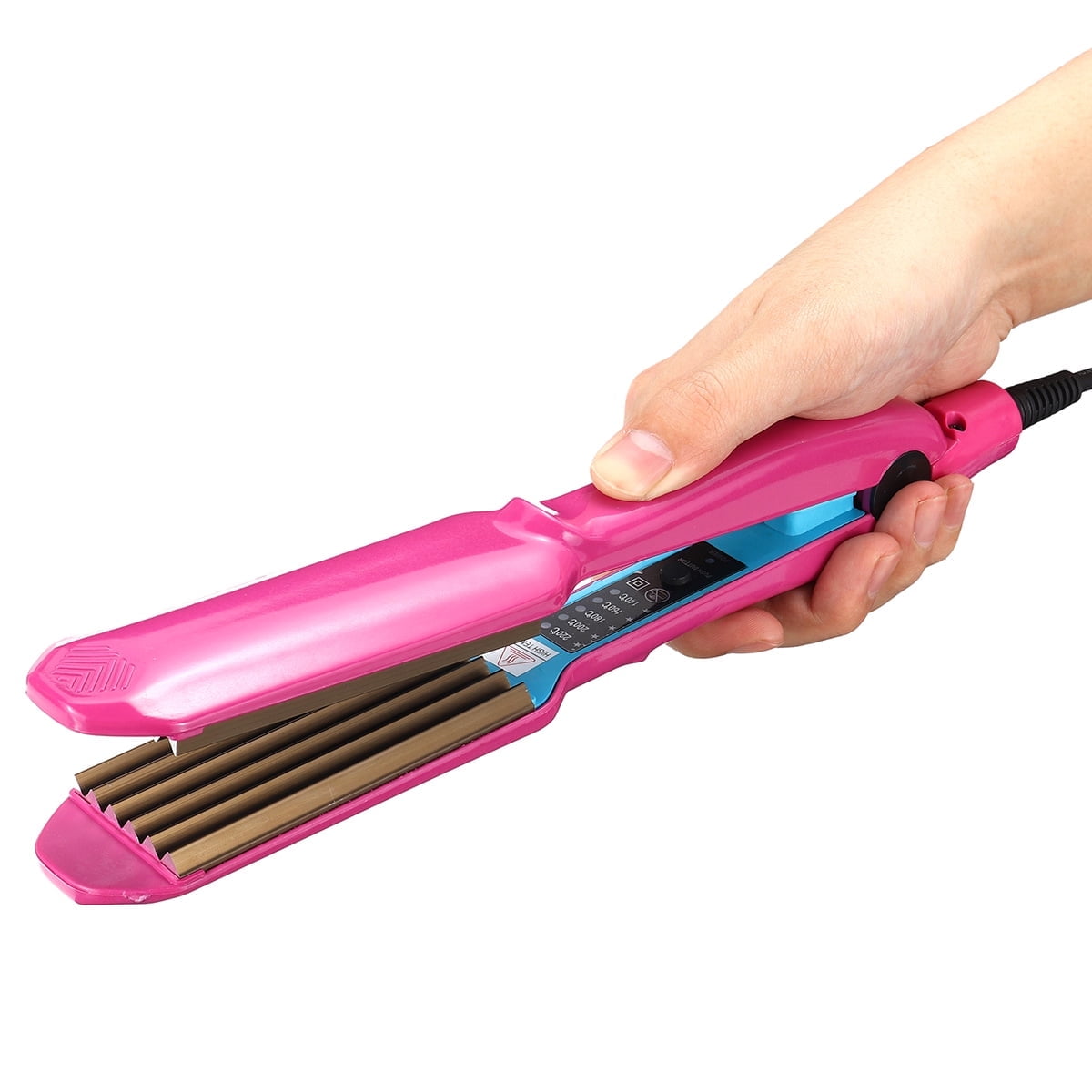 Hair Crimper, OEIKPFN Professional Crimping Iron and Waver Ceramic Curling Iron, Rose Red