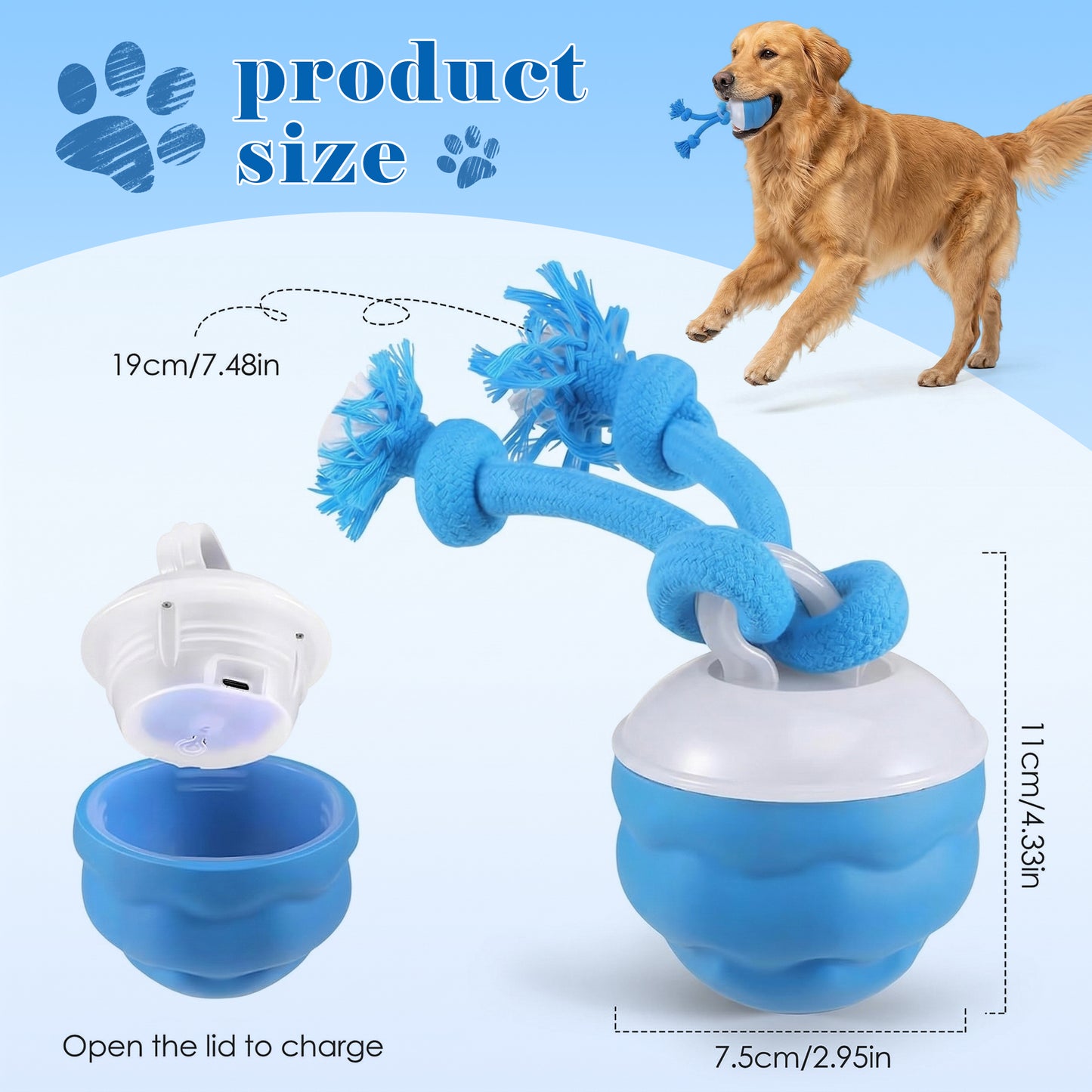 Interactive Dog Toys - OEIKPFN 2026 Upgraded Automatic Moving Dogs Toy Wicked Ball for Boredom, Motion Activated Balls for Medium/Large Dogs to Keep Them Busy(Blue)
