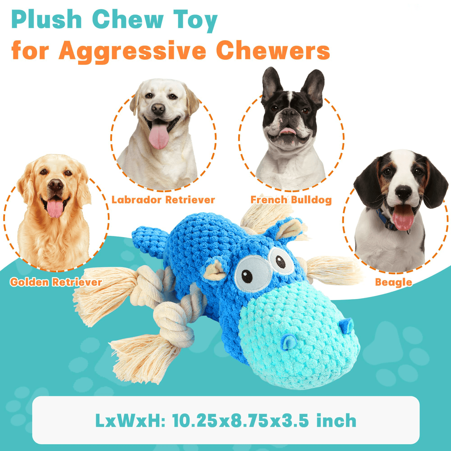 Dog Toys for Aggressive Chewers - OEIKPFN Dog Toys to Keep Them Busy Squeaky Dog Toys for Large Dogs (Blue, Medium)