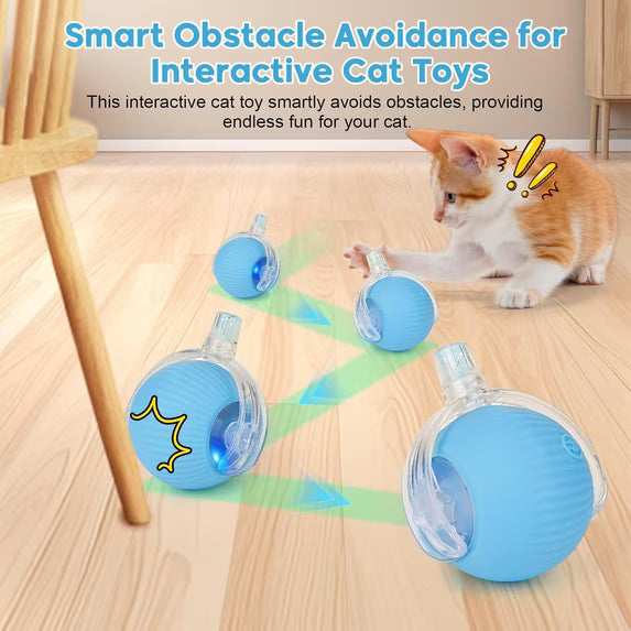 Interactive Cat Toys for Indoor, OEIKPFN Speed 2.0 Rechargeable Dog Cat Bal l for Enrichment Exercise (Blue)