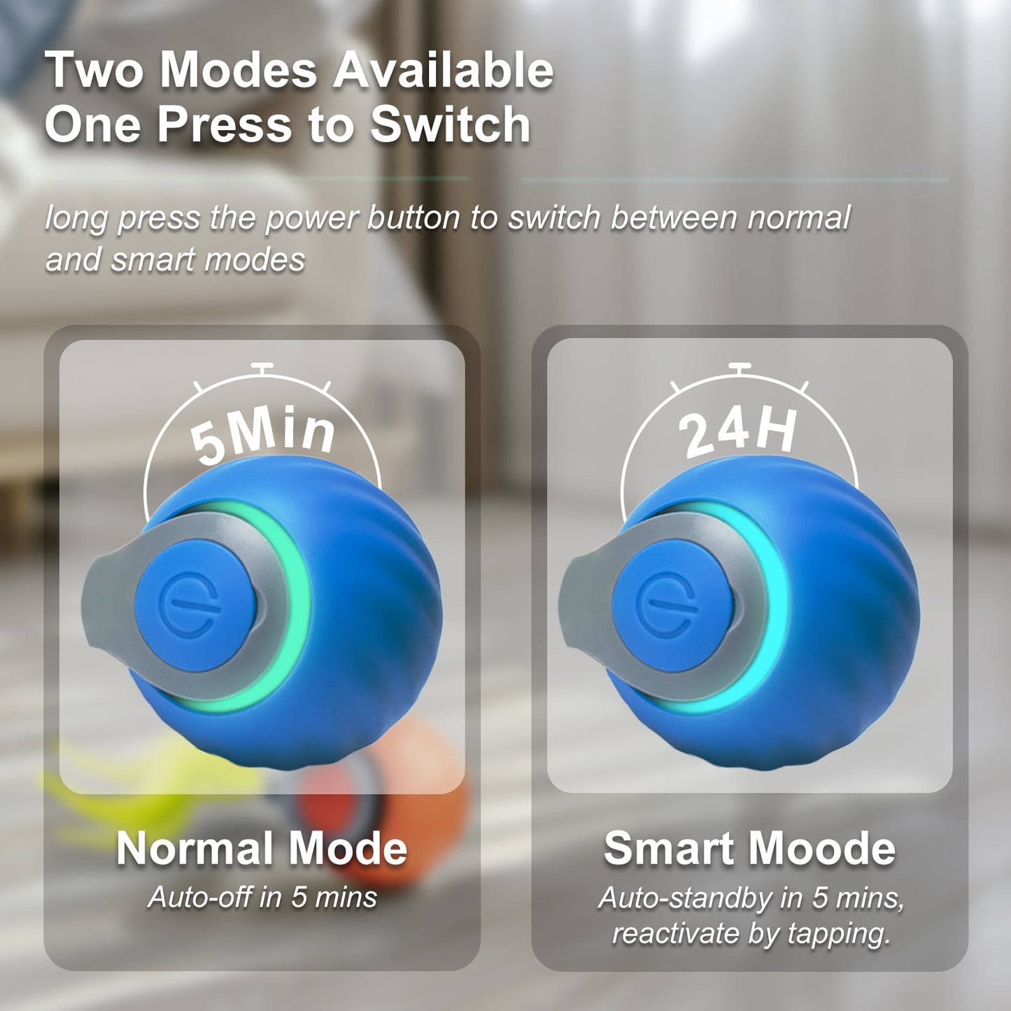 OEIKPFN Cat Toys for Indoor Cat Toy Smart Interactive Cat Toy Ball Rechargeable Two Speed Adjustment for Bored Indoor, Blue