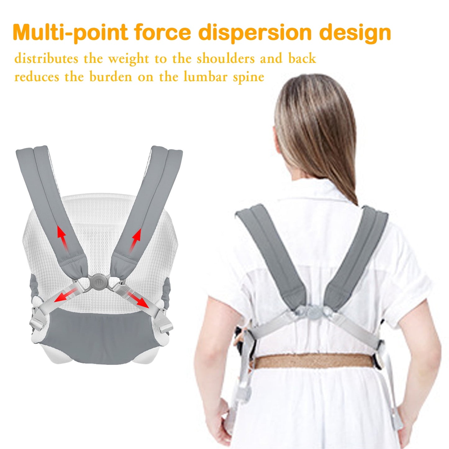 Yadala Baby Carrier, 4-in-1 Front and Back Toddler Carrier with Adjustable Hook, Soft Fabric and Breathable Mesh