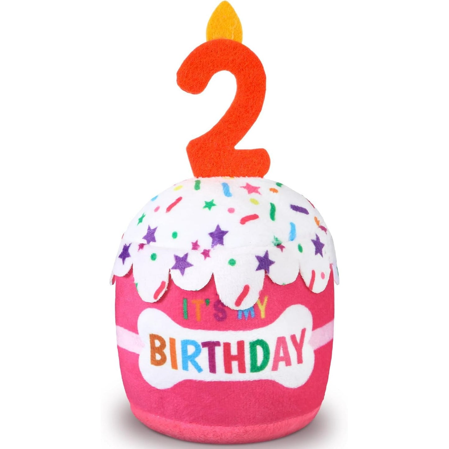 Dog Birthday Cake Toy Accessories for Girl Boy Gifts, Squeaky Plush Toy for Dog Birthday Party Decor Favor for Large, Medium and Small Dogs(2nd,Pink)