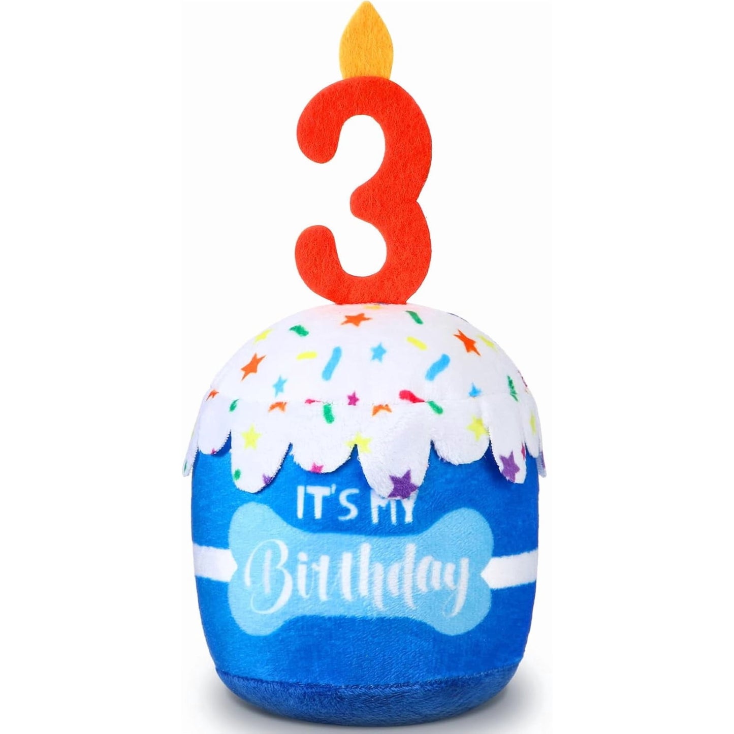 Dog Birthday Cake Toy Accessories for Girl Boy Gifts, Squeaky Plush Toy for Dog Birthday Party Decor Favor for Large, Medium and Small Dogs(3rd,Blue)