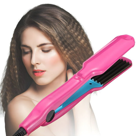 Hair Crimper, OEIKPFN Professional Crimping Iron and Waver Ceramic Curling Iron, Rose Red