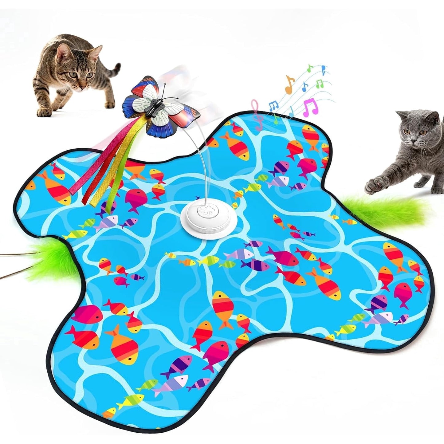 Interactive Cat Toys for Indoor Cats,[Newly Upgraded] Rechargeable Touch Activated Hide and Seek Kitten Toys for Bored Indoor Adult Cats with Fluttering