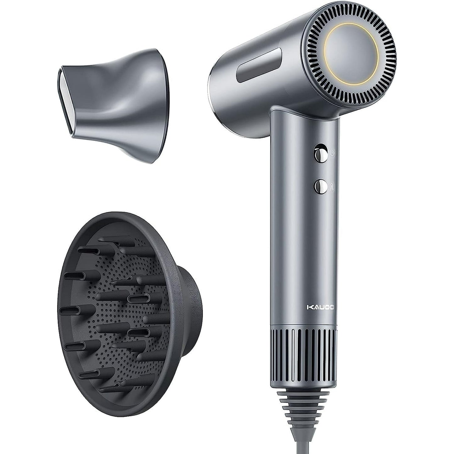 Ionic Hair Dryer, High Speed Blow Dryer with Diffuser & 110,000 RPM Brushless Motor for Fast Drying, Gray