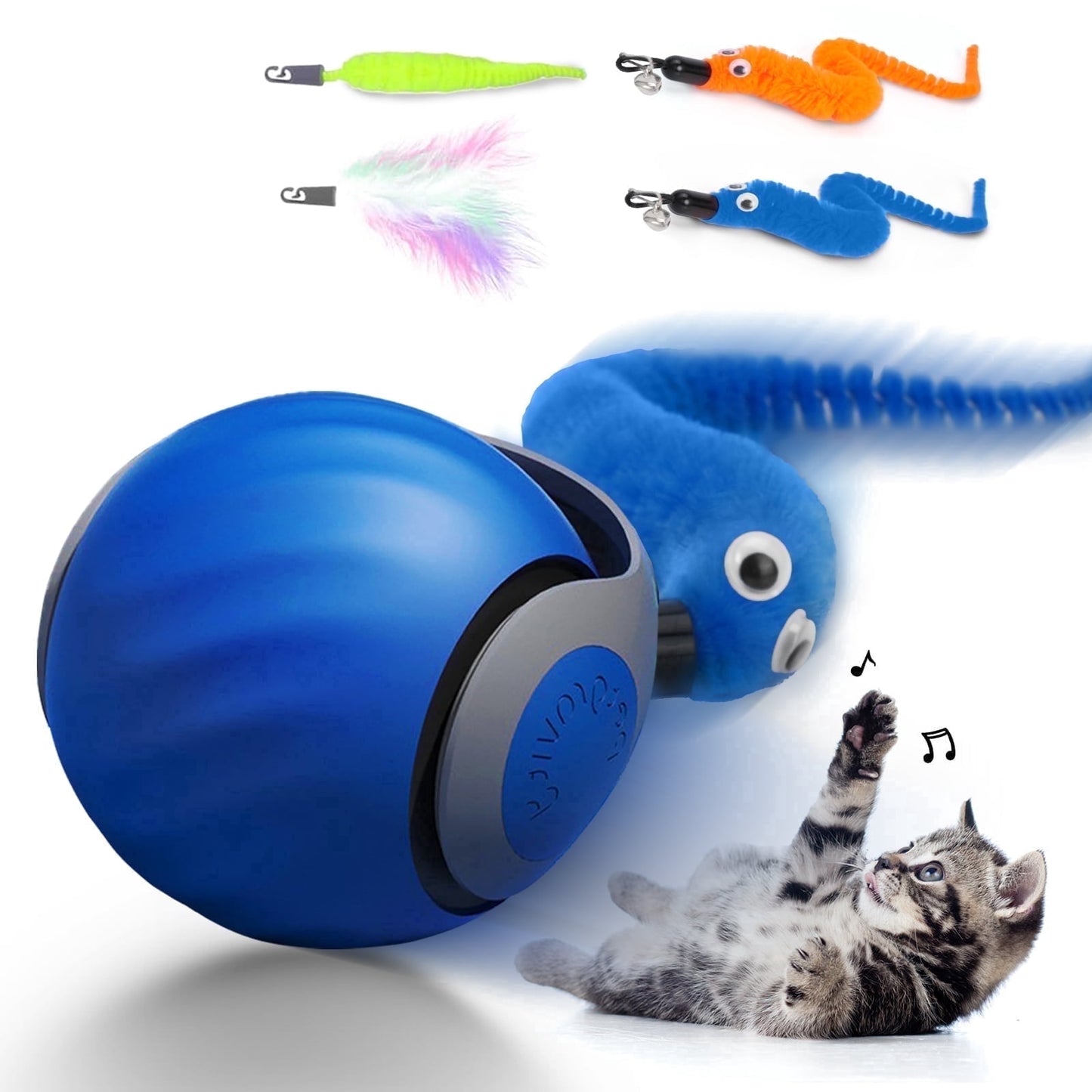 OEIKPFN Cat Toys for Indoor Cat Toy Smart Interactive Cat Toy Ball Rechargeable Two Speed Adjustment for Bored Indoor, Blue