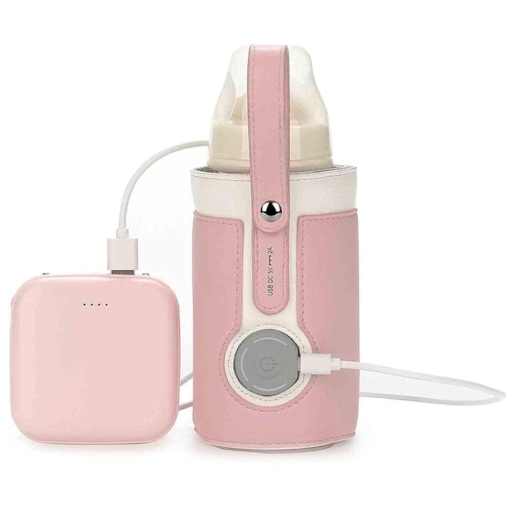 Bottle Warmer, Portable Baby Milk Warmer with 3 Levels Temperature for Breastfeeding Night Feeding Daily Use Travel, Pink