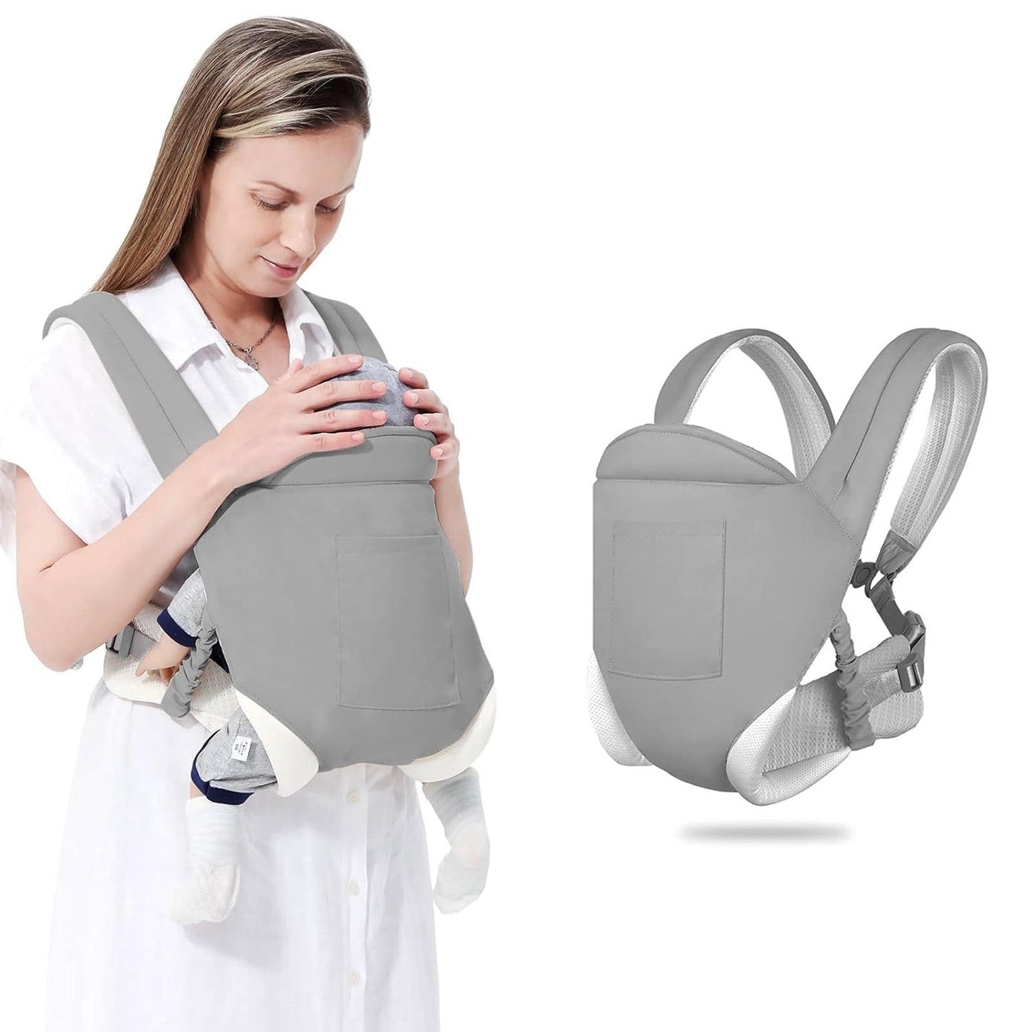 Yadala Baby Carrier, 4-in-1 Front and Back Toddler Carrier with Adjustable Hook, Soft Fabric and Breathable Mesh