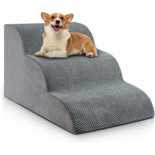 3 Tiers Dog Ramp and Stairs for Beds Or Couches - Non-Slip Sturdy Pet Steps - for Small Dogs to get on High Bed