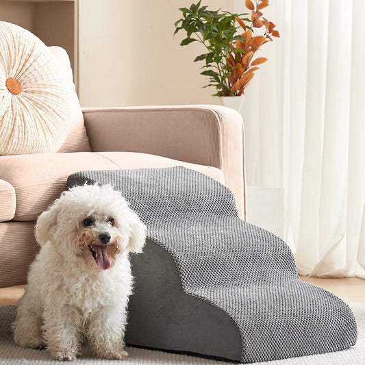 3 Tiers Dog Ramp and Stairs for Beds Or Couches - Non-Slip Sturdy Pet Steps - for Small Dogs to get on High Bed