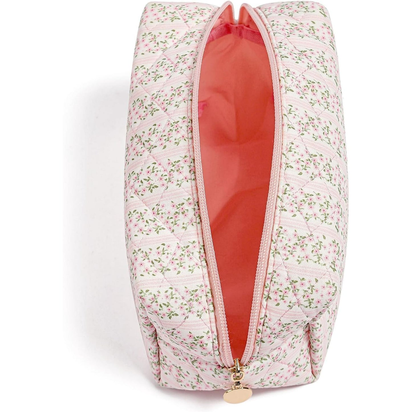 Makeup Bag Travel Cosmetic Bag for Women Girls, Zipper Make Up Pouch, Floral Flowers Toiletry Organizer Makeup, Portable Storage Cosmetic Travel Cloth Bag (Pink)
