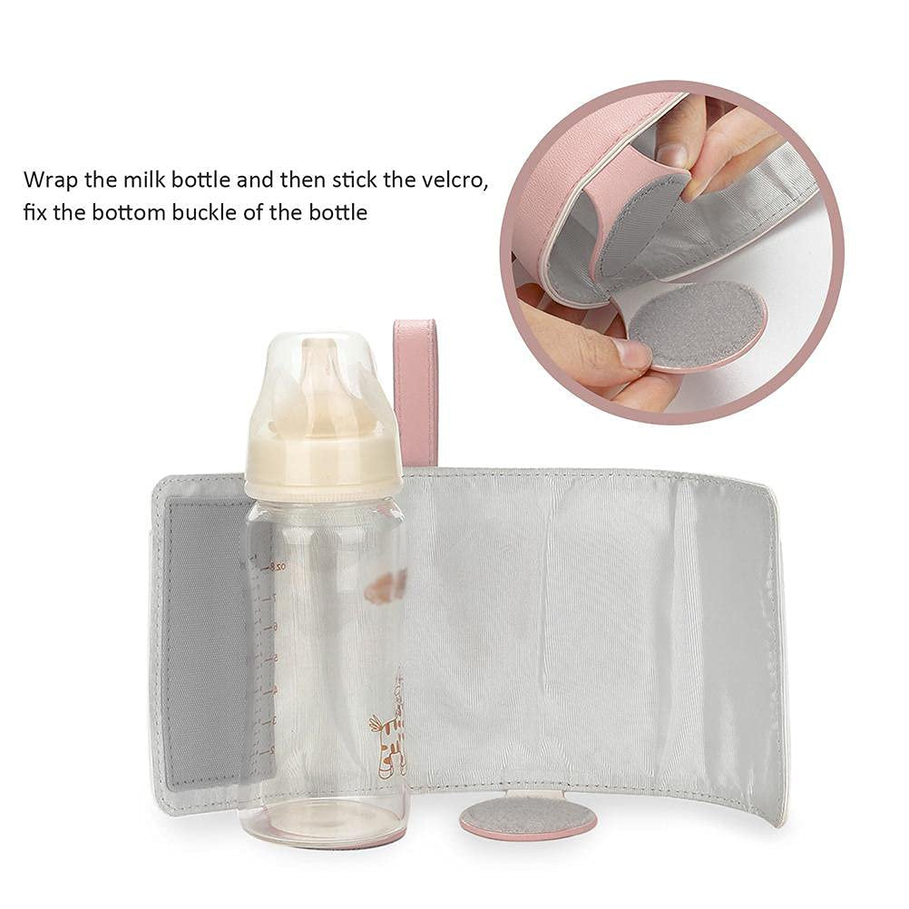 Bottle Warmer, Portable Baby Milk Warmer with 3 Levels Temperature for Breastfeeding Night Feeding Daily Use Travel, Pink