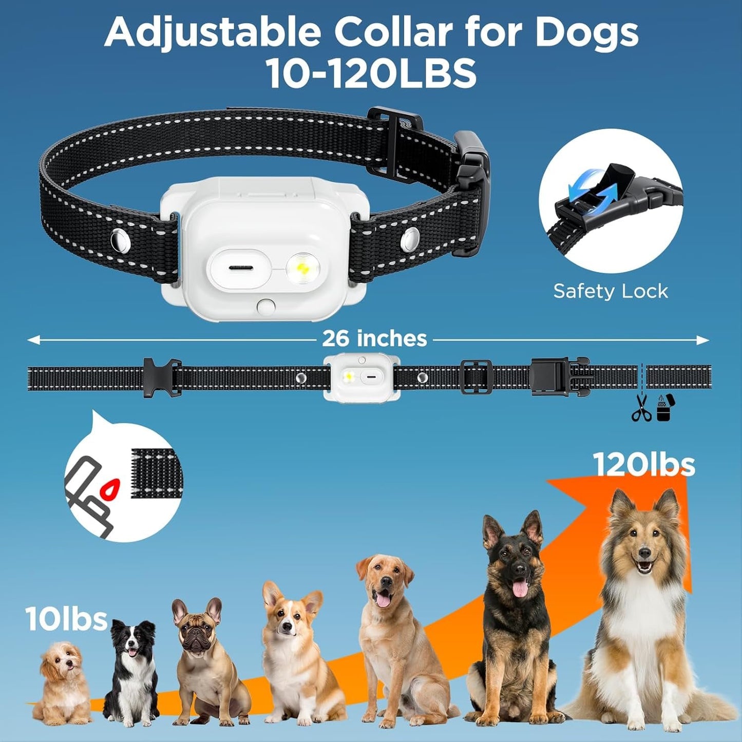 Dog Shock Collar, 3300ft Dog Training Collar with Remote, IPX7 Waterproof Rechargeable Sleek Modern Shock Collar with Beep, Vibration, Safety Shock, 8-120 lbs