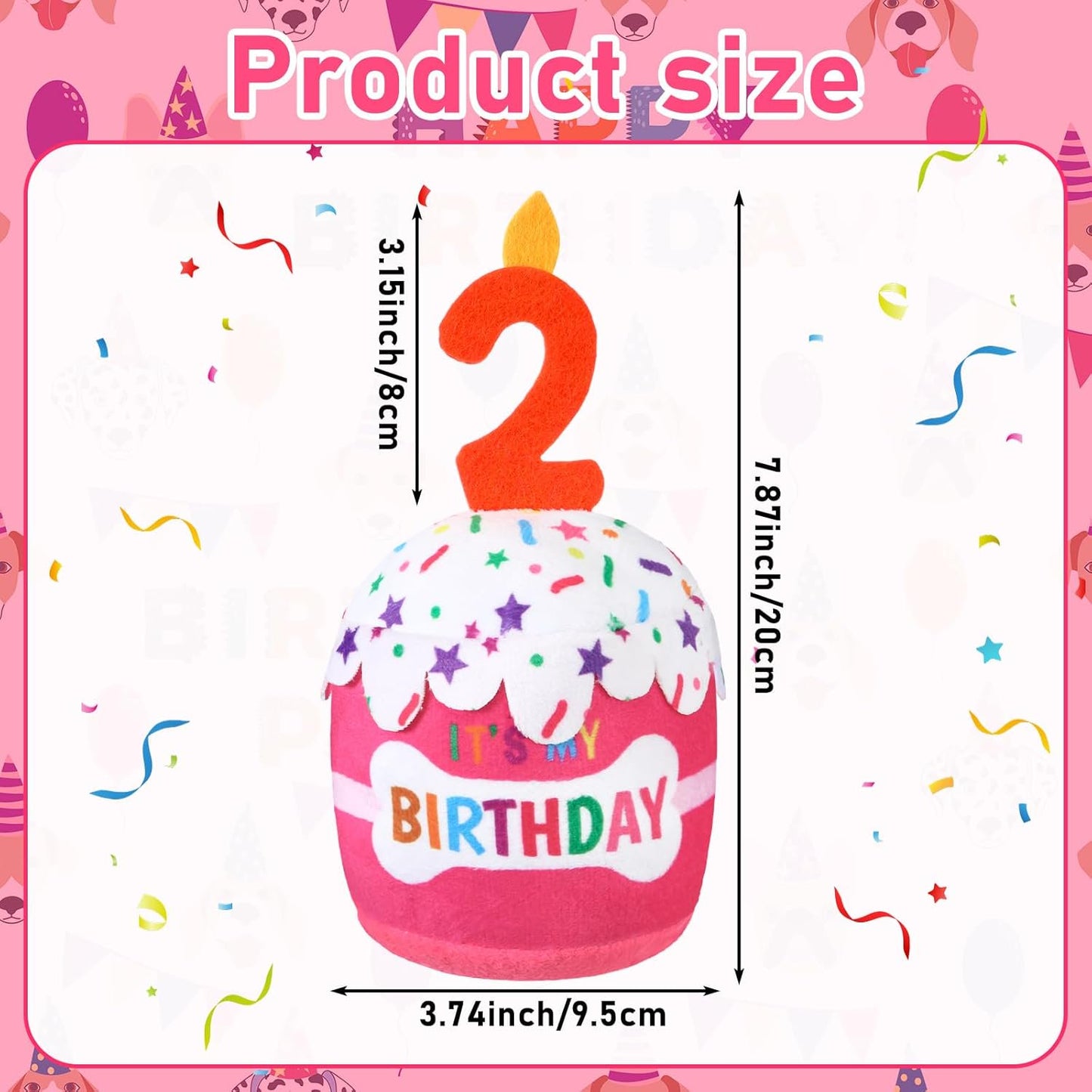 Dog Birthday Cake Toy Accessories for Girl Boy Gifts, Squeaky Plush Toy for Dog Birthday Party Decor Favor for Large, Medium and Small Dogs(2nd,Pink)